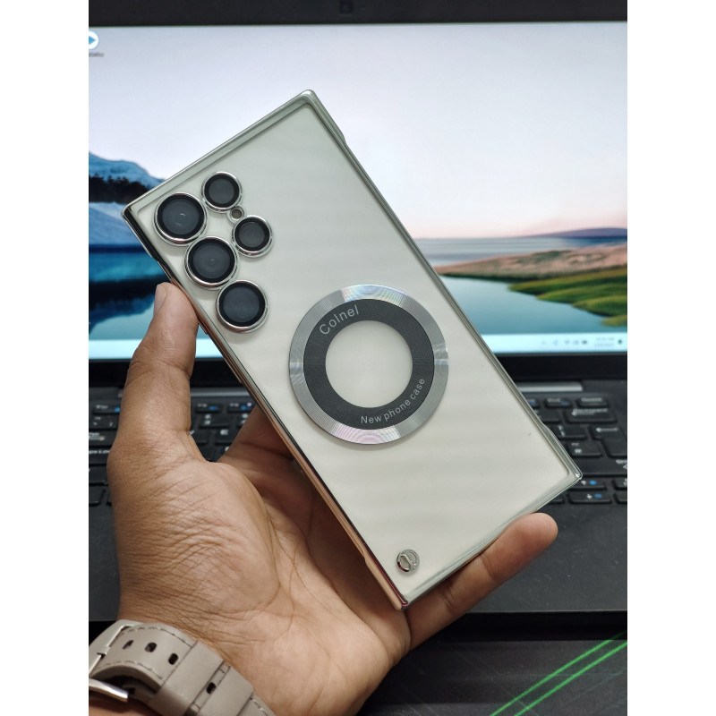 Luxury Ultra Thin Frameless Magnetic Clear Plating Case for Samsung S22 S23 S24 S25 Ultra