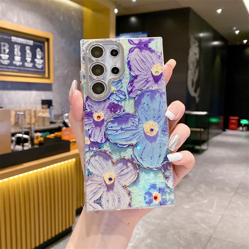 Floral Design 3D Hard Case With Camera Lens Protection For Samsung