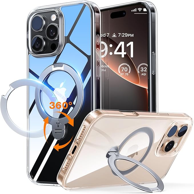 TORRAS 360° Spin Magnetic Stand Case for iPhone 16 Pro Max